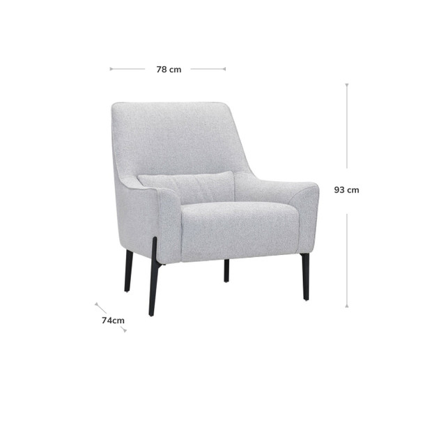 Bella Occasional Chair Light Grey dimensions
