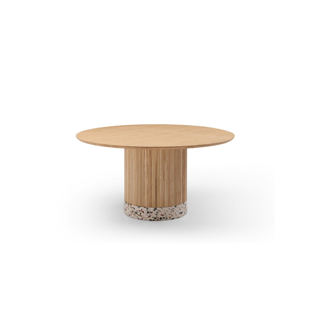 Lantine Round Dining Table Natural/Terrazzo 120 Dia front view