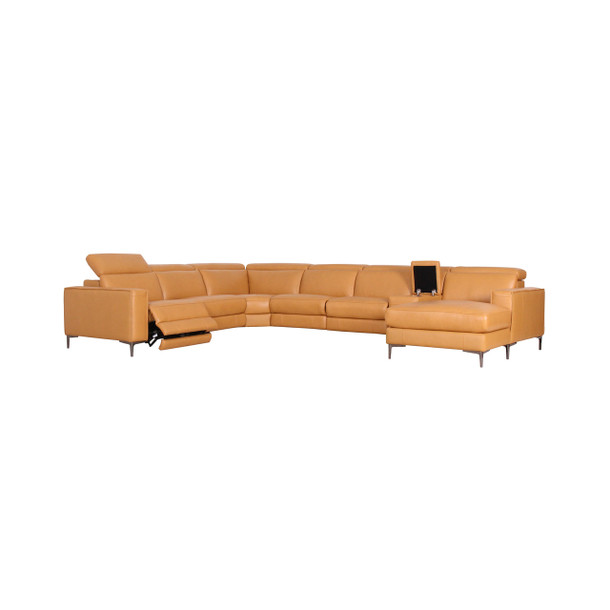 Lyon Leather Modular Lounge reclined view