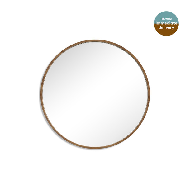 Kiara Round Mirror Walnut - Front Image Kiara Round Mirror Walnut - Front Image