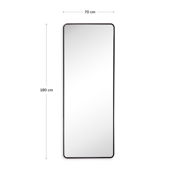 Nora Floor Mirror Black - Image with Dimensions Nora Floor Mirror Black - Image with Dimensions