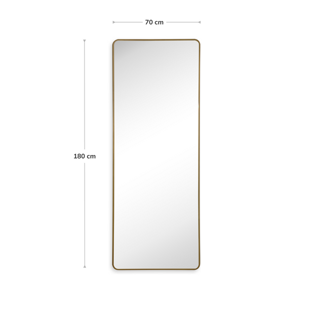 Nora Floor Mirror Gold - Image with Dimensions