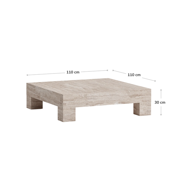 Bull Coffee Table 110x110 - Image with Dimensions