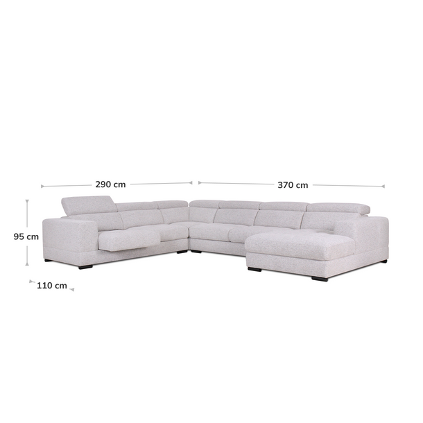 Tobago Modular Lounge Domino Storm - Image with Dimensions