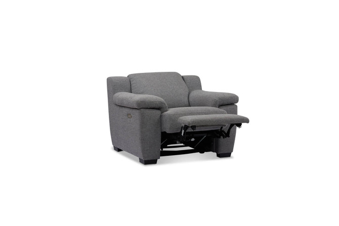 Alabama Grey Recliner Armchair - angled foot rest out