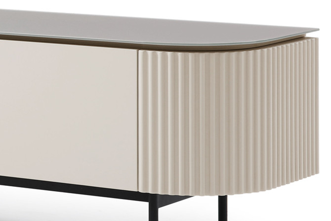 Lantine Entertainment Unit Beige - angled right zoomed panelling