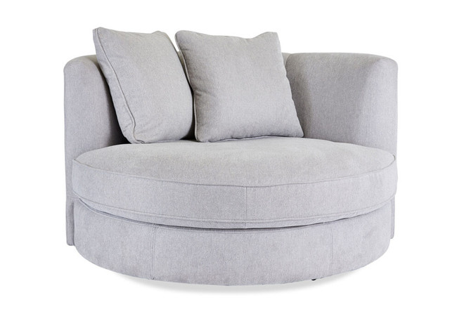 Cuddle Swivel Chair - zoomed front two pillows