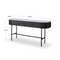 Domus Console Black Oak Timber - Bianca Carrara Marble Top - Image with Dimensions