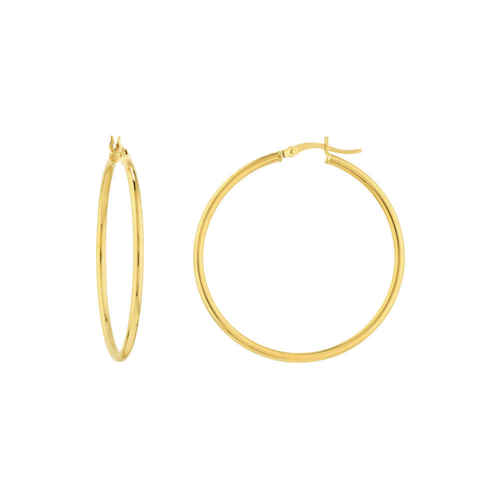 thumbnail image 2 of BestGoldShop 10K White Gold Hoop Earrings – 40mm, 2mm Thick, Polished, Snap Closure 2 of 6