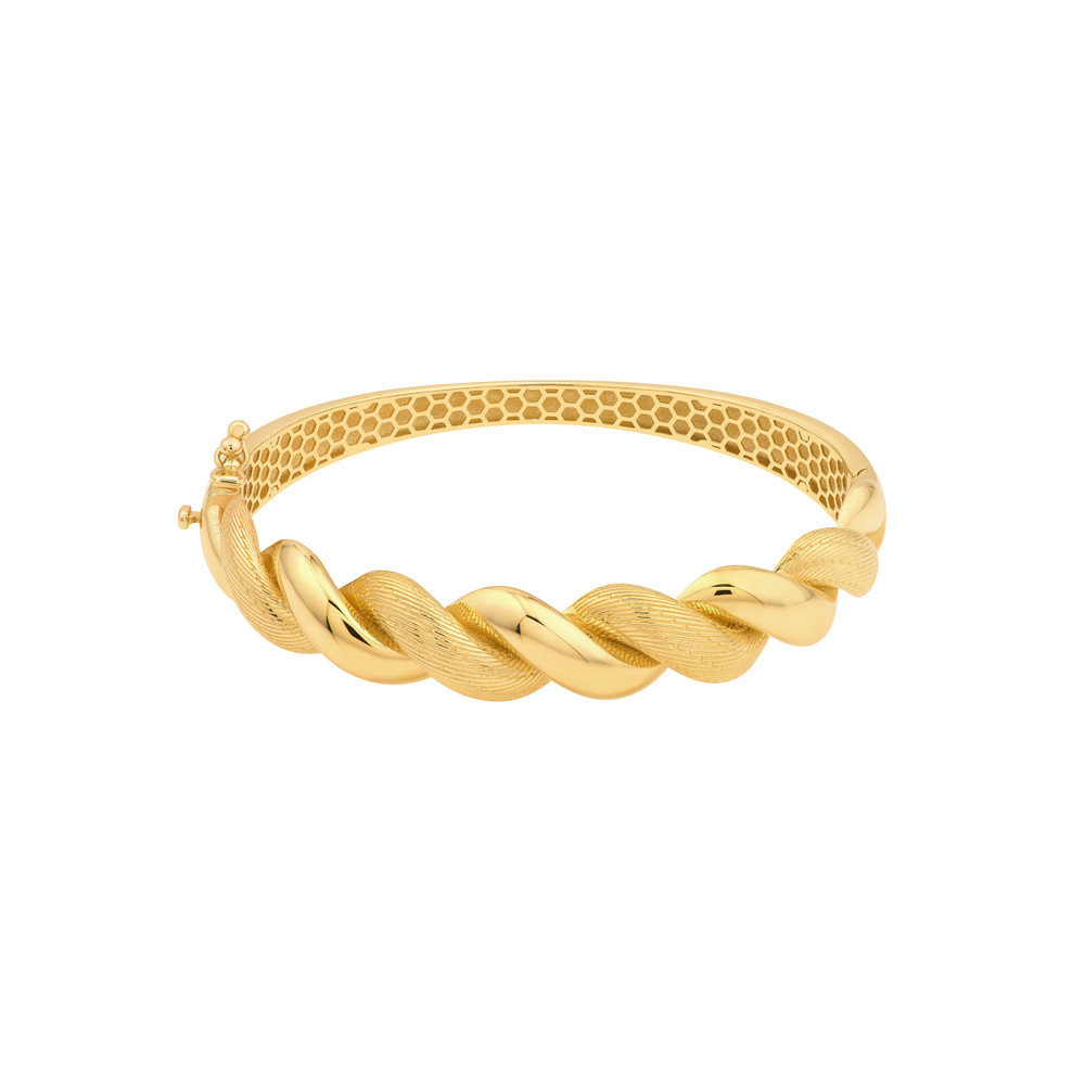 Textured and Polished Twist Bangle Bracelet - Midas Chain