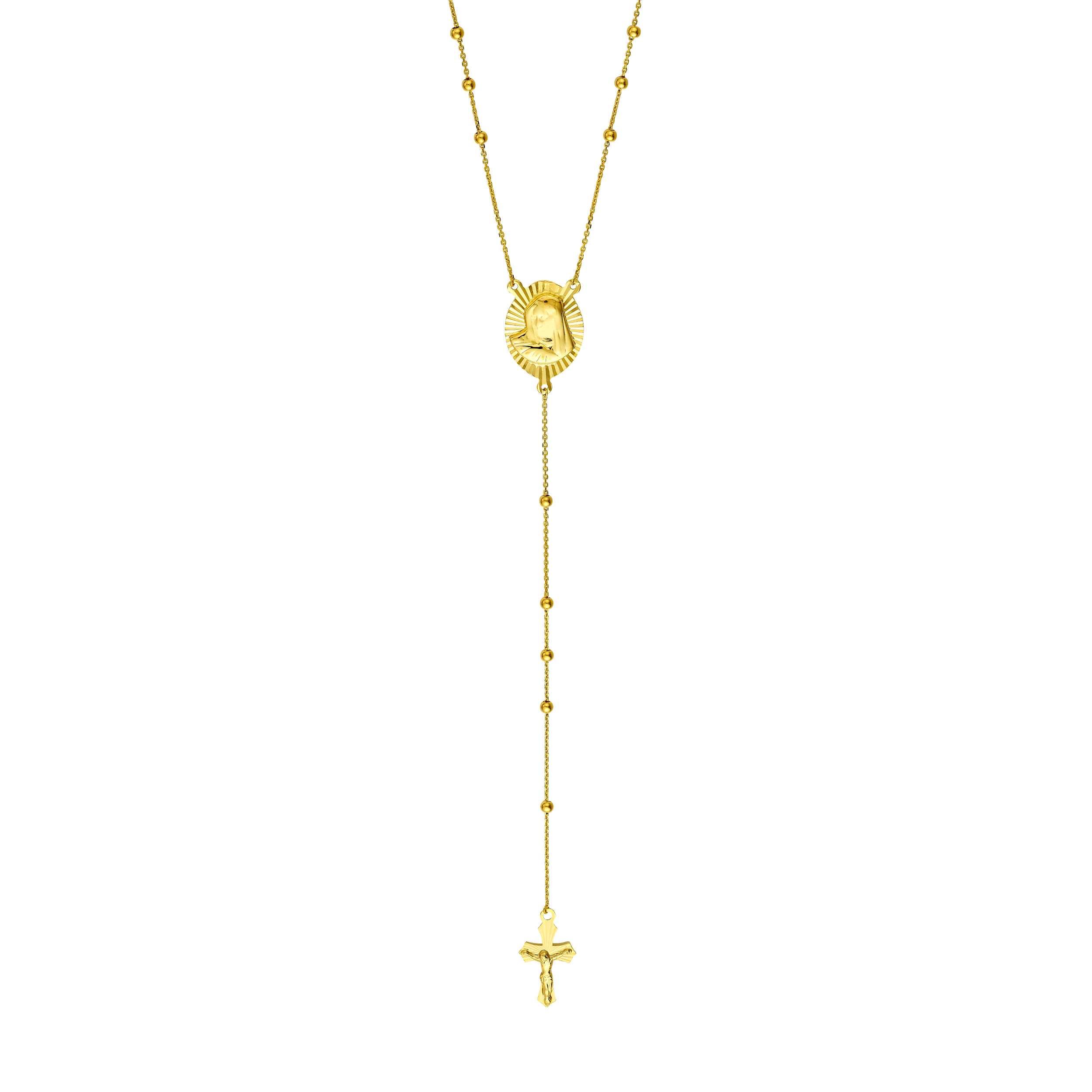 Virgin Mary and Cross Rosary Necklace - Midas Chain