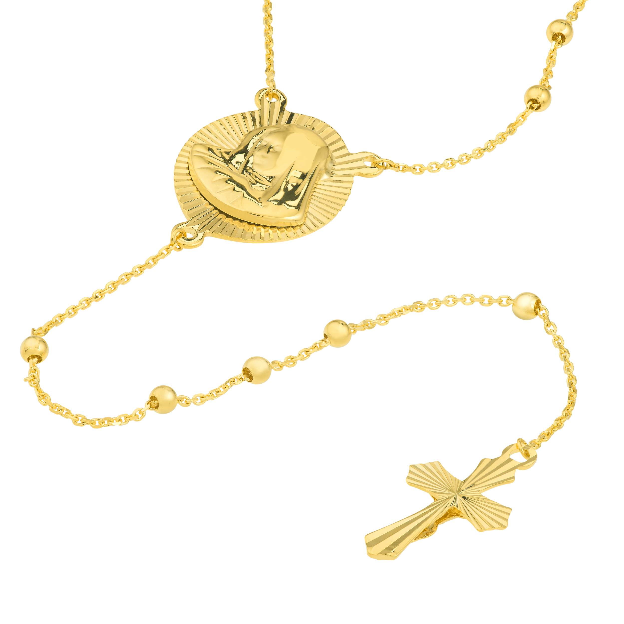 Virgin Mary and Cross Rosary Necklace - Midas Chain