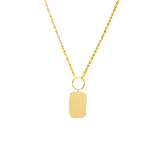 Dog Tag Rope Engravable Dog Tag Necklace on Rope Chain - Midas Chain
