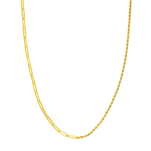 Double Paperclip And Rope Chain 50/50 Paper Clip and Rope Necklace - Midas Chain