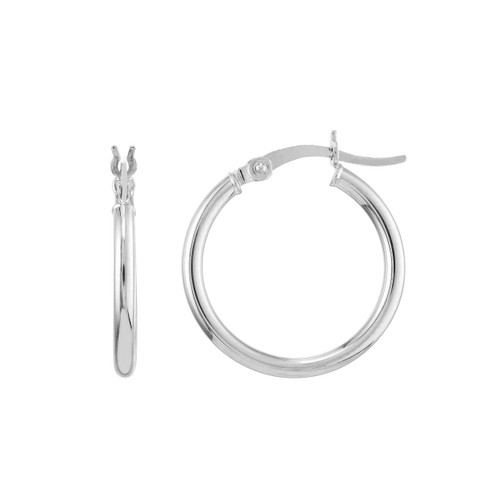 14 Karat Gold Plated 2mm x 20mm Hoop Earrings main image 1