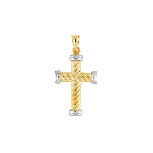 Two Rope Cross Two-Tone Twisted Rope Cross Pendant - Midas Chain