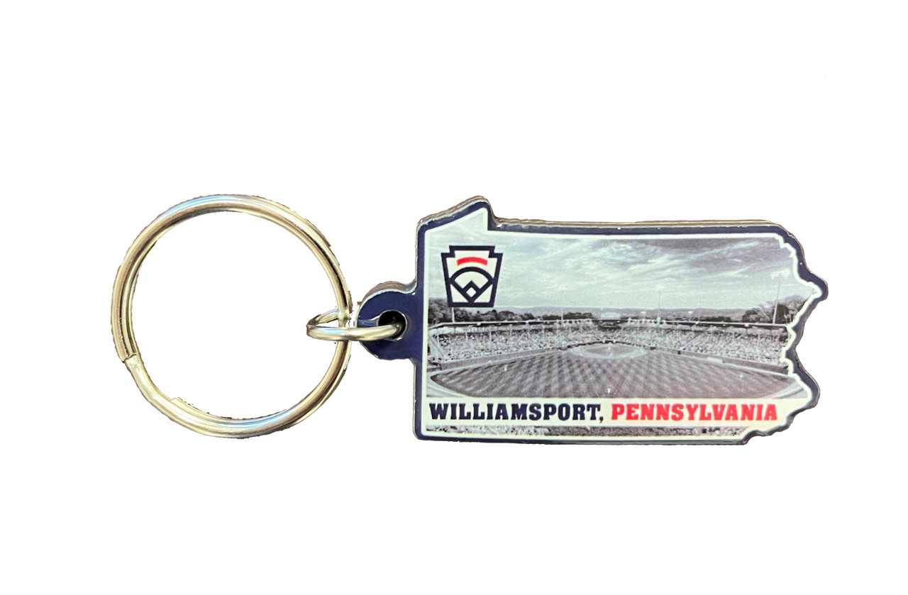 State of PA Keystone Emblem Wood Keychain - Little League Official