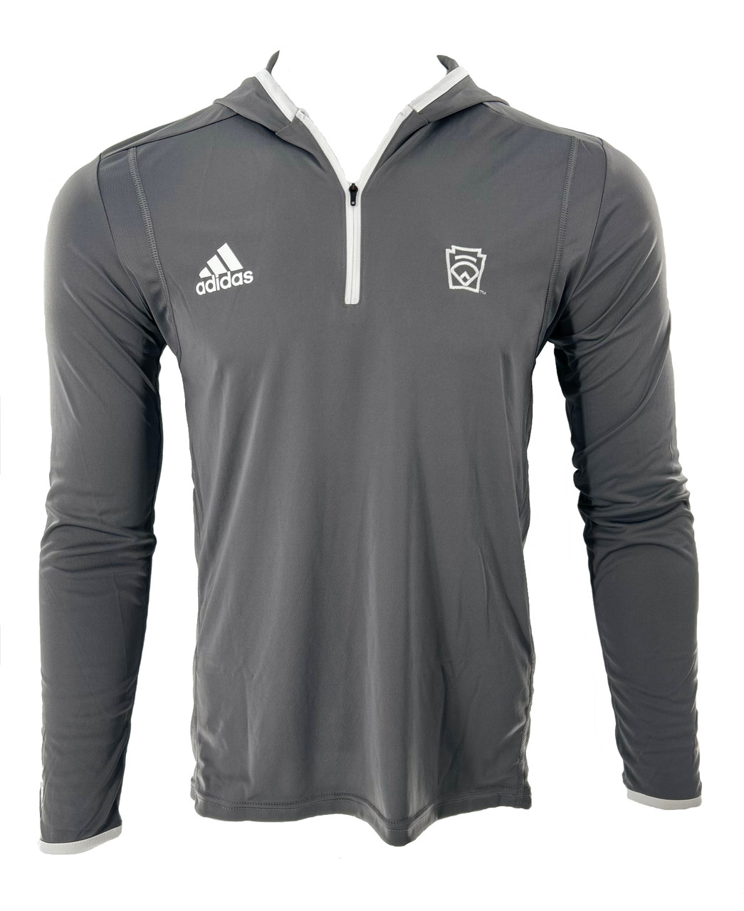 adidas® Little League Primary Logo Gray Performance 1/4 Zip Hooded