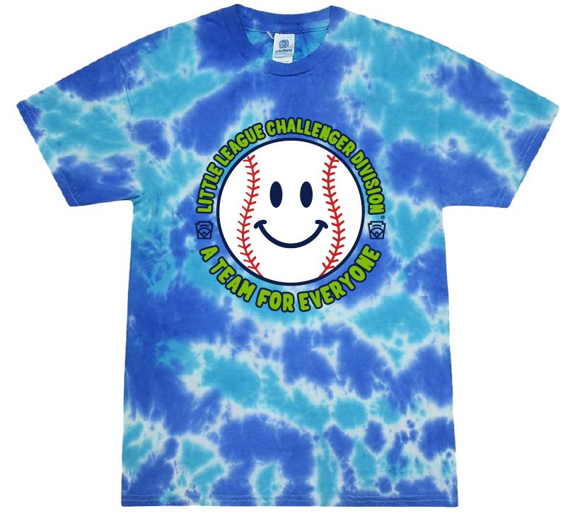 トップス 573 CHALLENGER L/S Tie-Dye Logo Tee Navy Little League Challenger Division A Team For Everyone Blue Tie-Dye