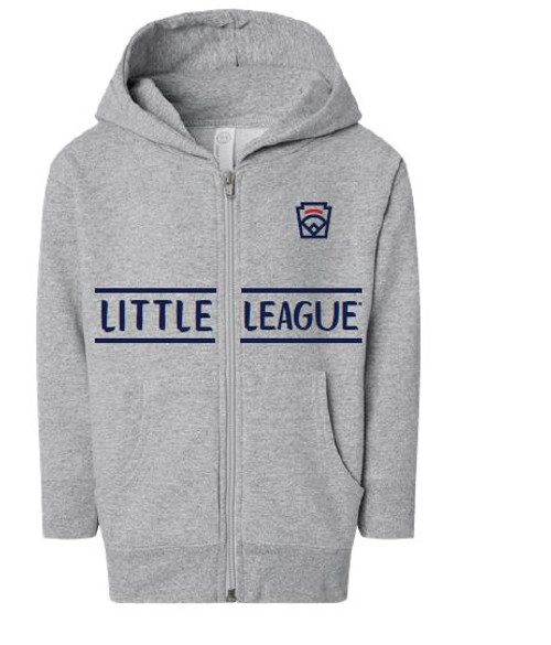 Little League Keystone Emblem Left Chest Gray Toddler Full Zip Fleece Hoddie View Product Image