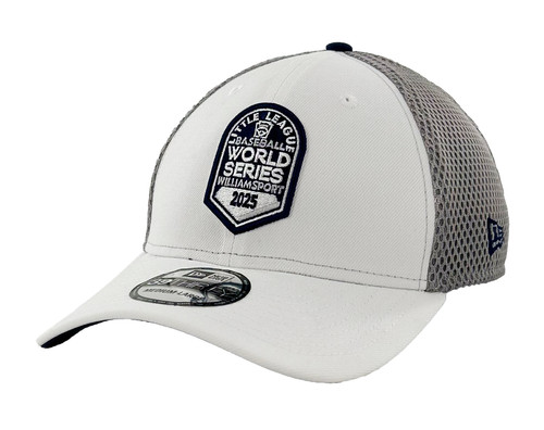 New Era 39Thirty Neo White & Grey Tonal Little League 2025 Baseball World Series Logo Cap View Product Image