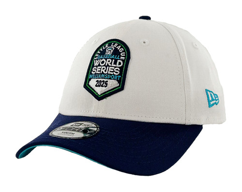 New Era 9Forty White & Navy Full Color Little League 2025 Baseball World Series Logo Youth Adjustable Cap View Product Image