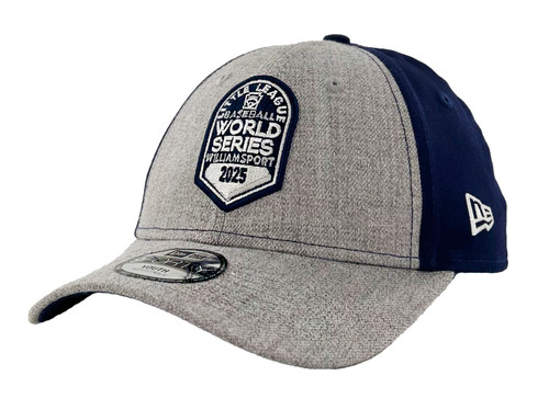 New Era 9Forty Gray & Navy Tonal Little League 2025 Baseball World Series Logo Youth Adjustable Cap View Product Image