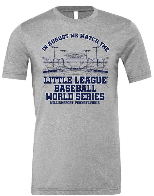 Little League In August We Watch The LLBBWS Grey Triblend Youth Tee Little League In August We Watch The LLBBWS Grey Triblend Youth Tee