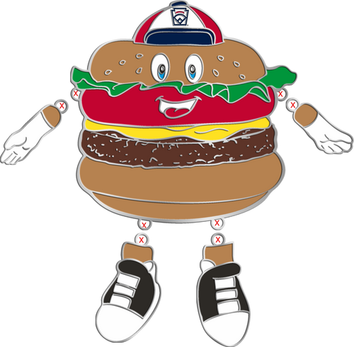 Little League Hamburger Plush Dangle Pin Little League Hamburger Plush Dangle Pin