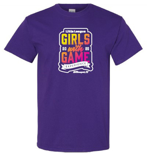 Little League 2025 Girls With Game Experience Fade Purple Youth Tee View Product Image