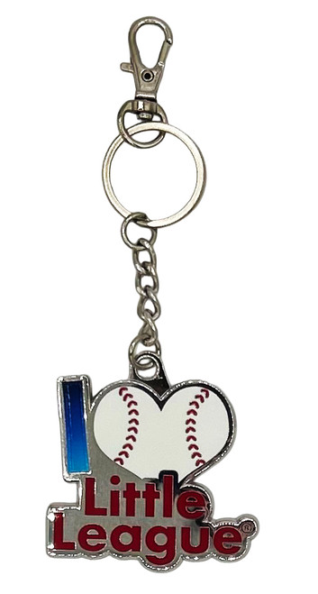 I Love Little League BB Metal Keychain