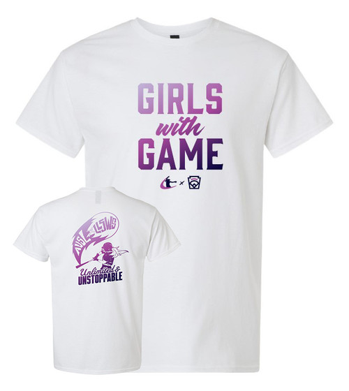 AUSL x Little League Girls With Game Fade White Tee