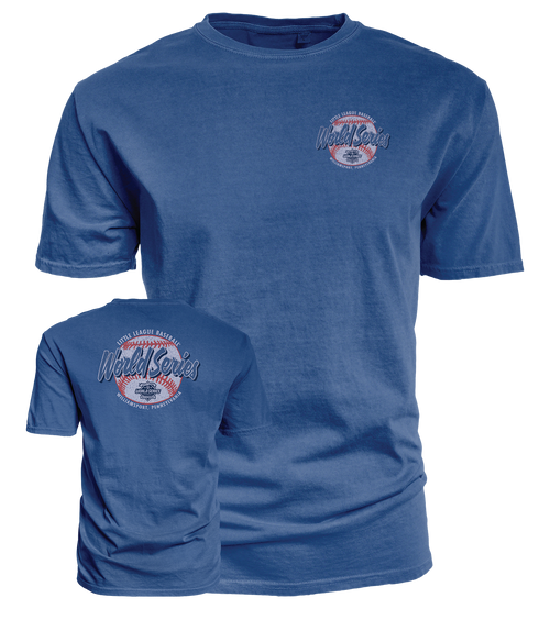 Little League 2026 Baseball World Series LC Full Back Ball Script Blue Tee