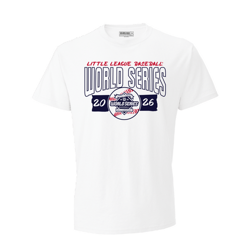 Little League 2026 Baseball World Series White RWB Ball Tee