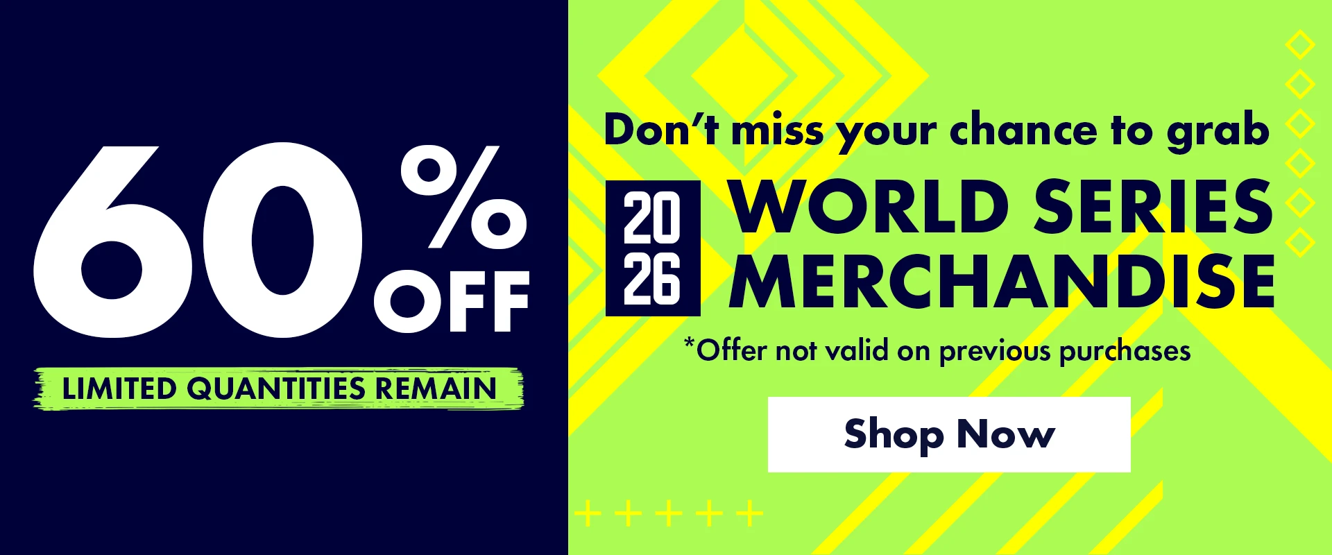 Don't miss your chance to grab 2026 World Series merchandise now 60% Off limited quantities!