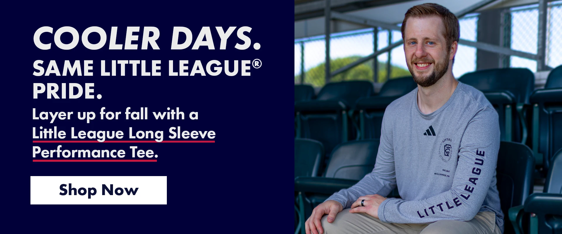 Layer up for fall with a Little League Long Sleeve performance tee!