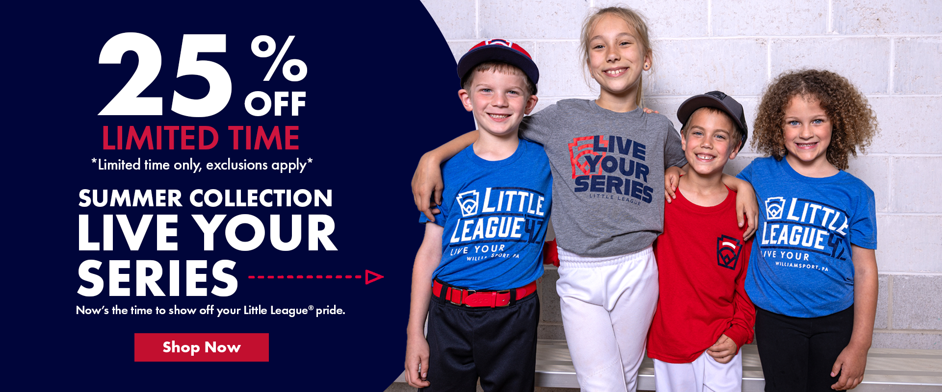 Shop the limited edition sale exclusively on Little League's Live Your Series collection now!