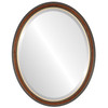 Beveled Mirror - Hamilton Oval Frame - Vintage Walnut with Gold Lip
