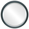 Beveled Mirror - Hamilton Round Frame - Gloss Black with Silver Lip
