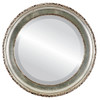 Beveled Mirror - Kensington Round Frame - Silver Leaf with Brown Antique