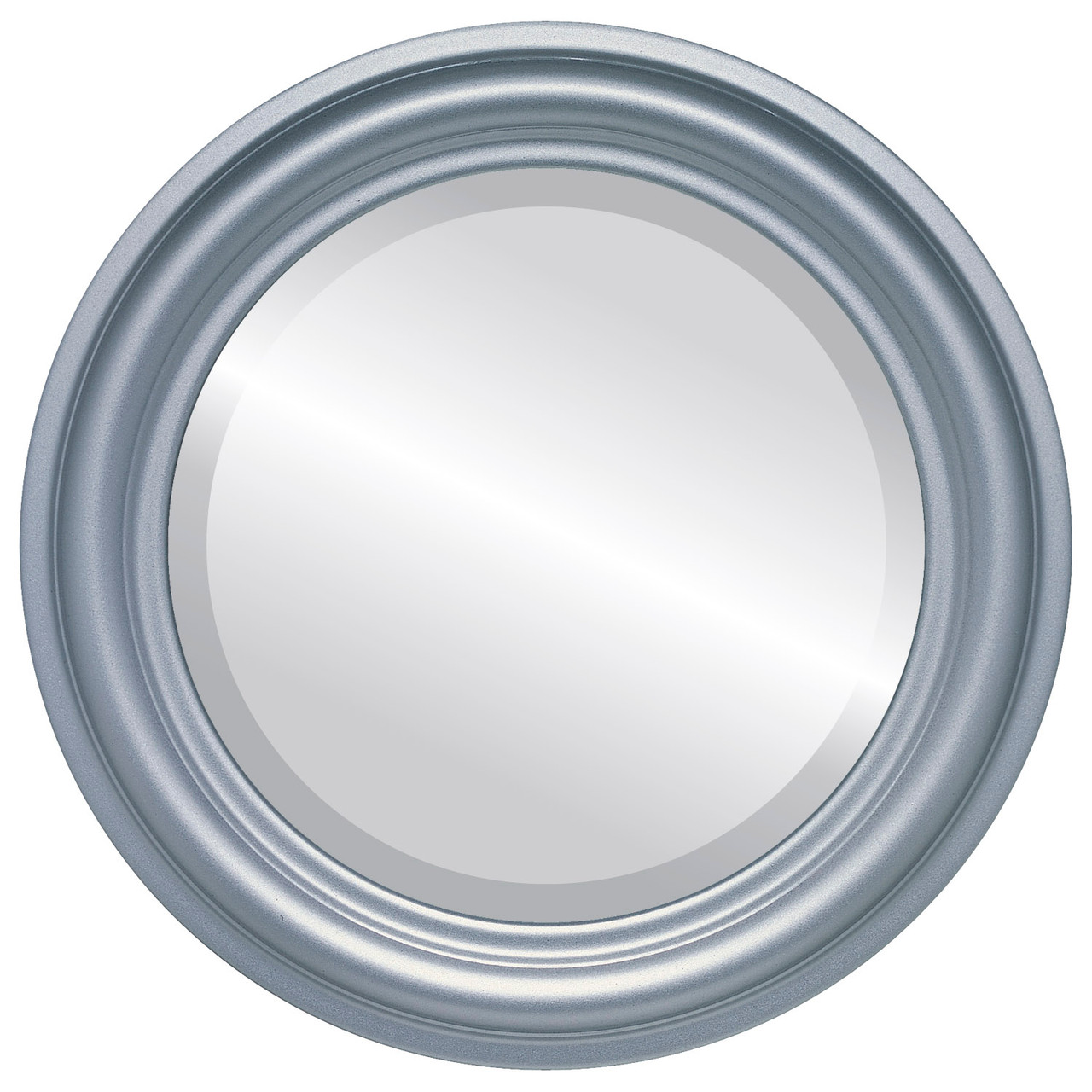 Philadelphia Framed Round Mirror - Champagne Silver