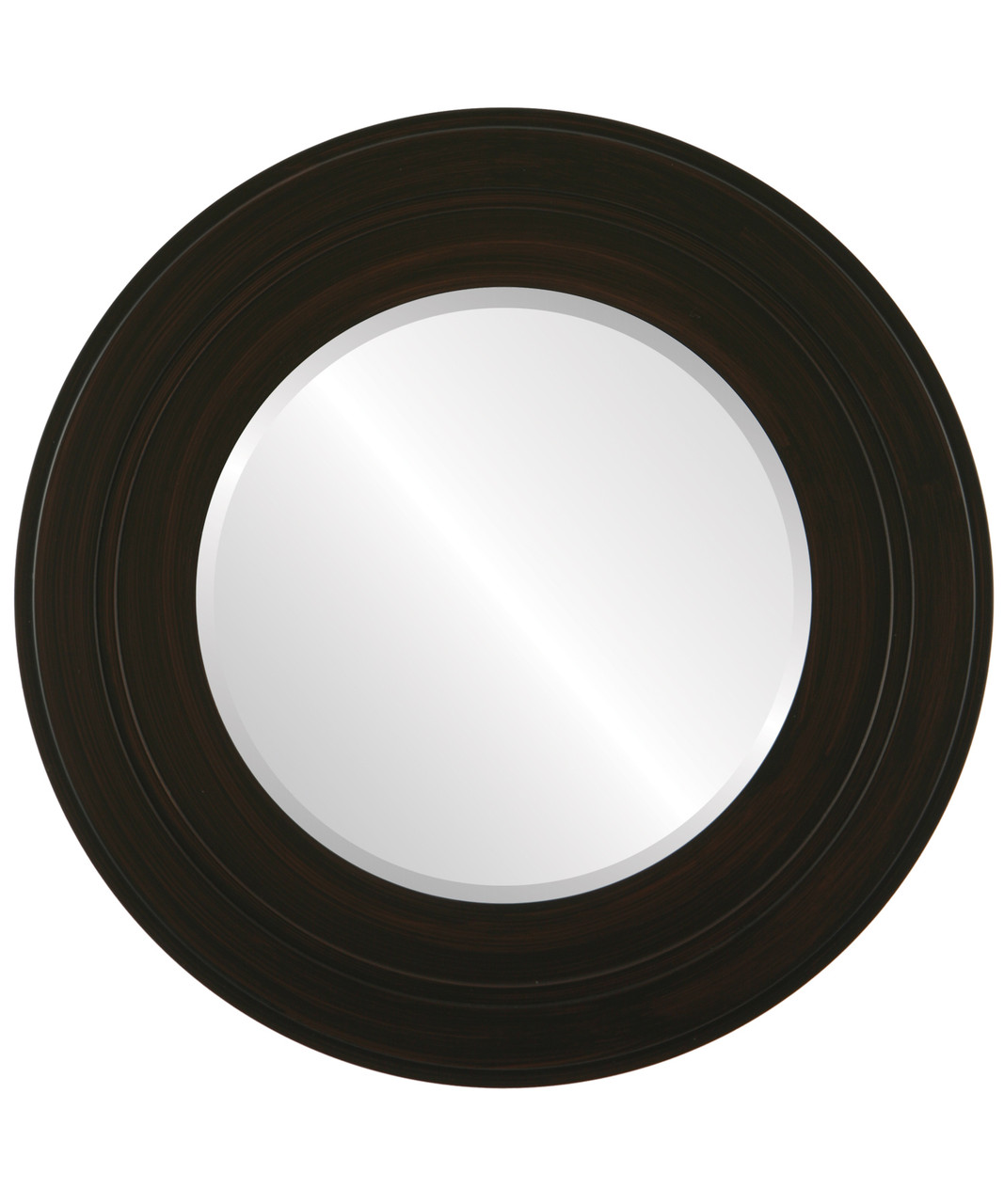 Palomar Framed Round Mirror - Black Walnut - Wood - 20 / 22 - Simple & Modern Designs - Oval and Round Mirrors