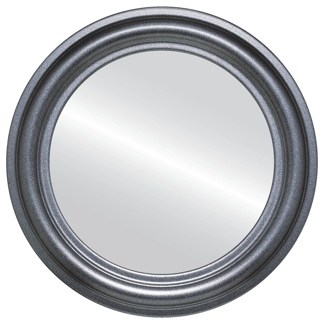 Philadelphia Framed Round Mirror - Champagne Silver