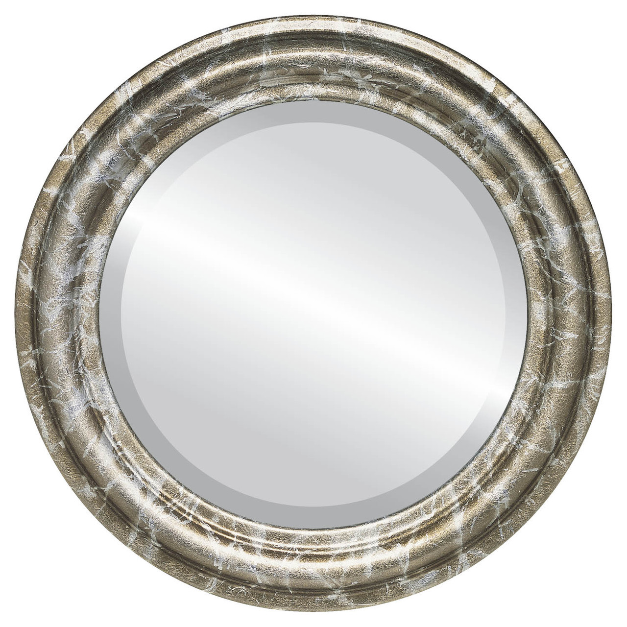 Philadelphia Framed Round Mirror - Champagne Silver