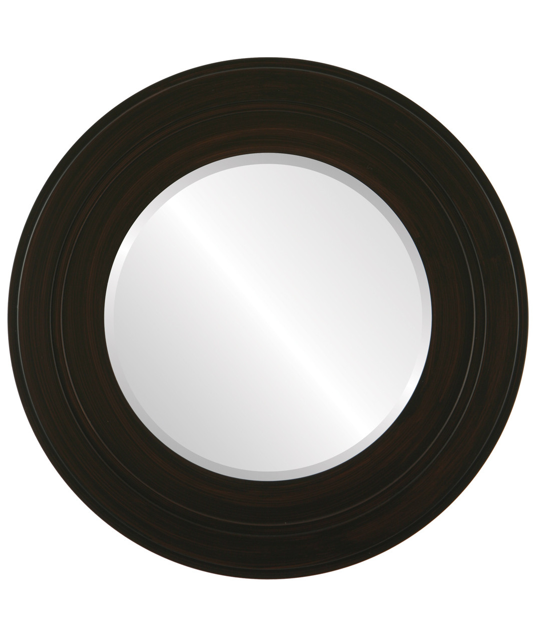 Palomar Framed Round Mirror - Black Walnut - Wood - 20 / 22 - Simple & Modern Designs - Oval and Round Mirrors