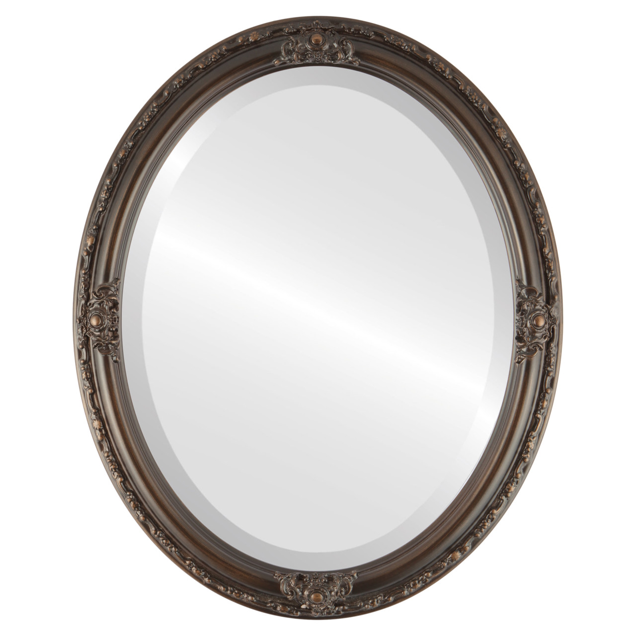 Oval Beveled Wall Mirror for Home Decor Florence Style Rubbed Bronze - 1