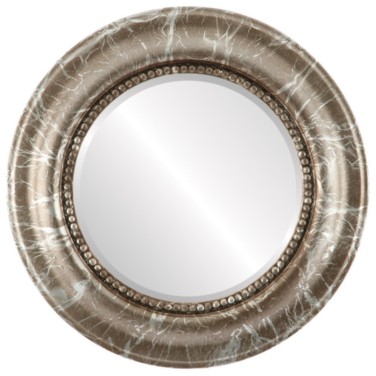 Philadelphia Framed Round Mirror - Champagne Silver