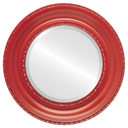 Beveled Mirror - Somerset Round Frame - Holiday Red
