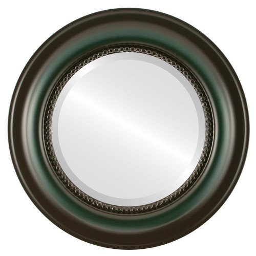 Beveled Mirror - Heritage Round Frame - Hunter Green