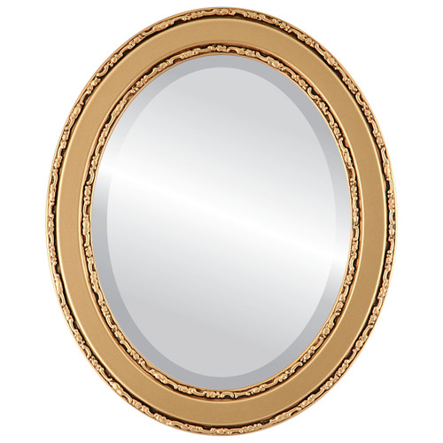 Beveled Mirror - Monticello Oval Frame - Gold Spray
